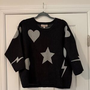 Philosophy Charcoal Sweater with light Gray Star & Heart Motif
